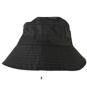 Scala Collezione Black Nylon Bucket Hat Polka Dot Lining Water Resistant OS